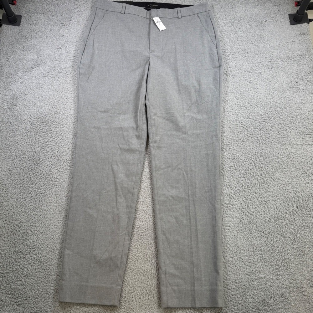Banana Republic Ryan Curvy Fit Pants 14 Tall Gray Mid Rise Straight Leg New